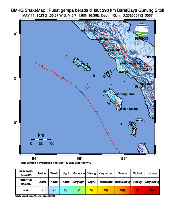 Gempa Magnitudo 5.7 Guncang Perairan Nias Selatan