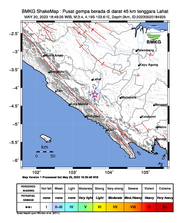 Peta Gempa Dirasakan