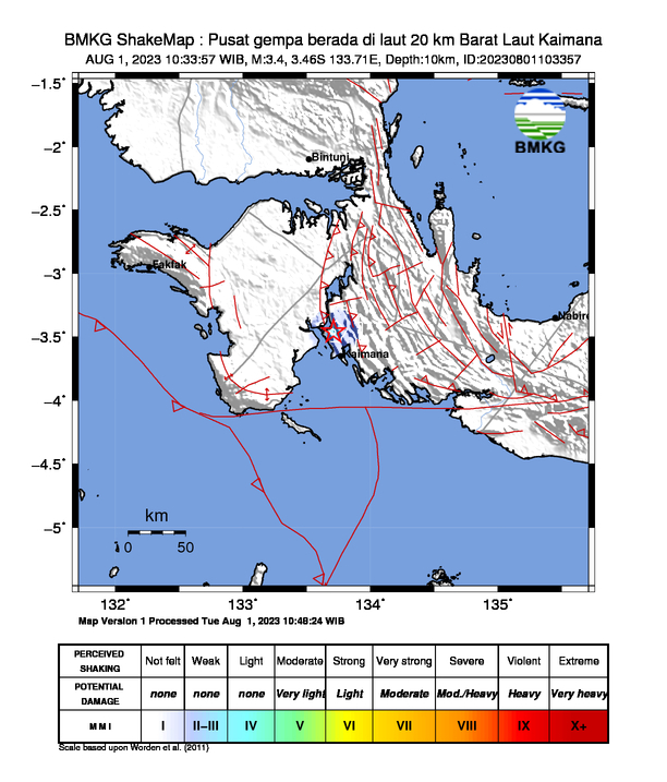 Peta Gempa Dirasakan