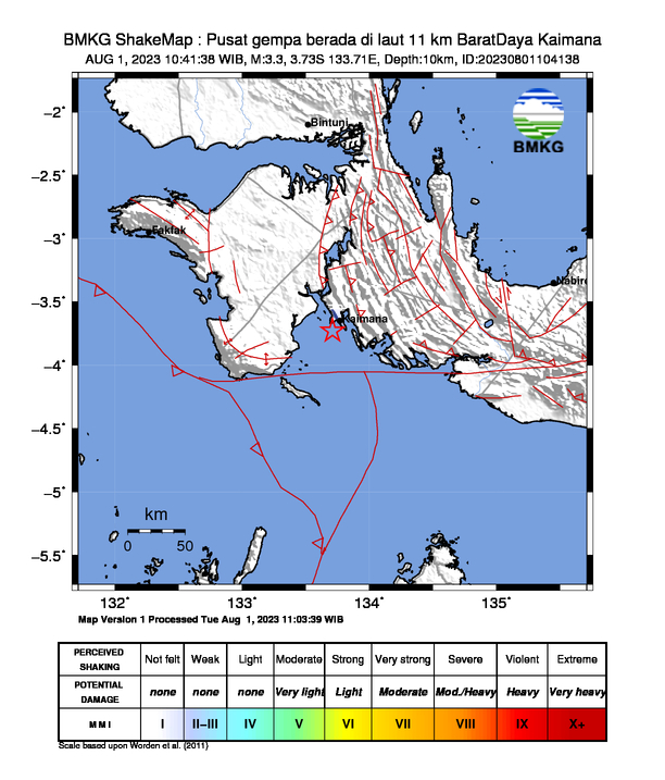Peta Gempa Dirasakan