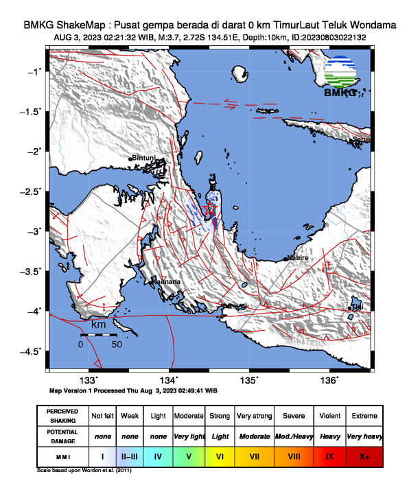 Peta Gempa Dirasakan