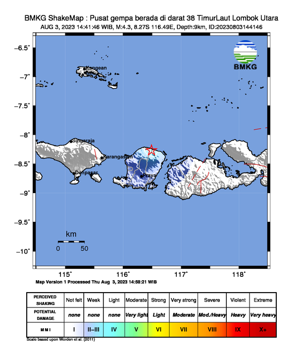 Peta Gempa Dirasakan