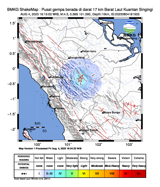 Peta Gempa Dirasakan