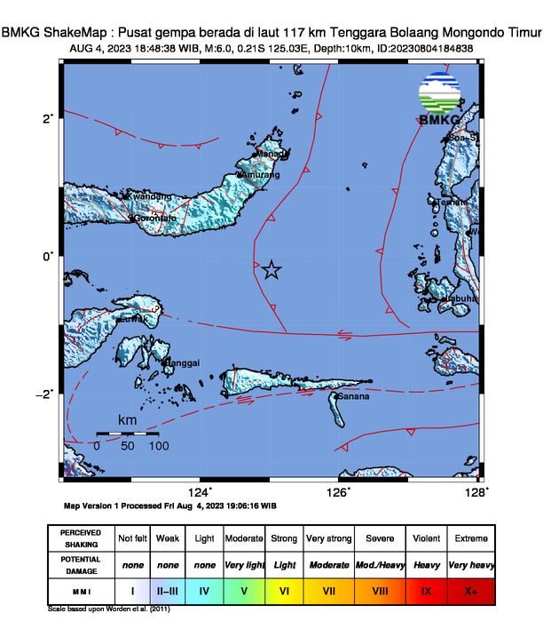 Peta Gempa Dirasakan