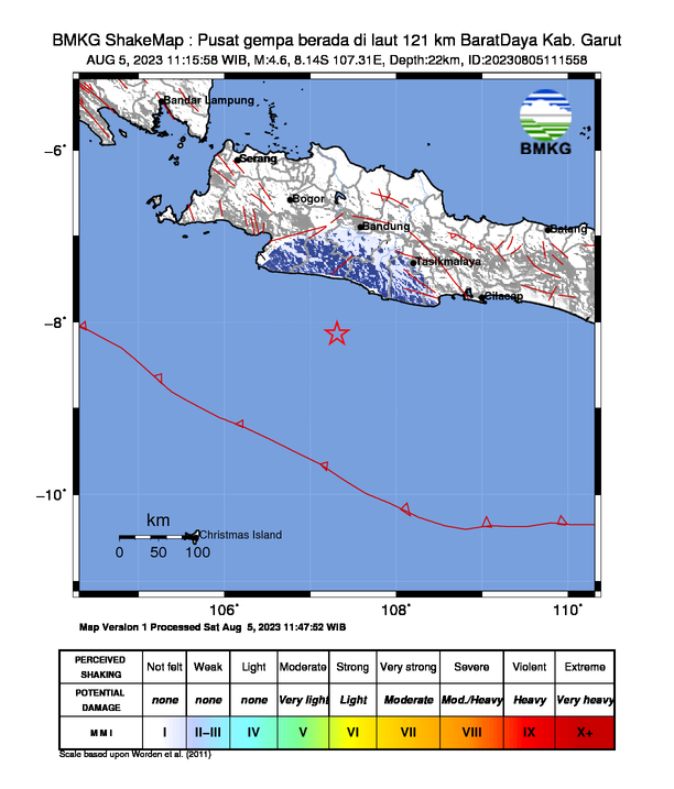 Peta Gempa Dirasakan
