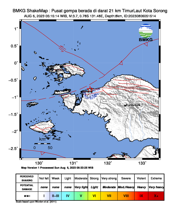 Peta Gempa Dirasakan