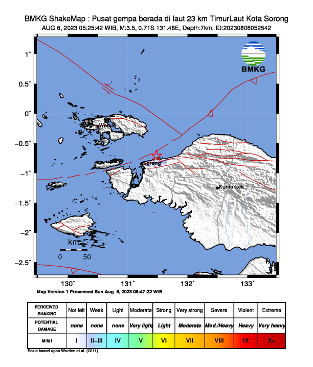 Peta Gempa Dirasakan