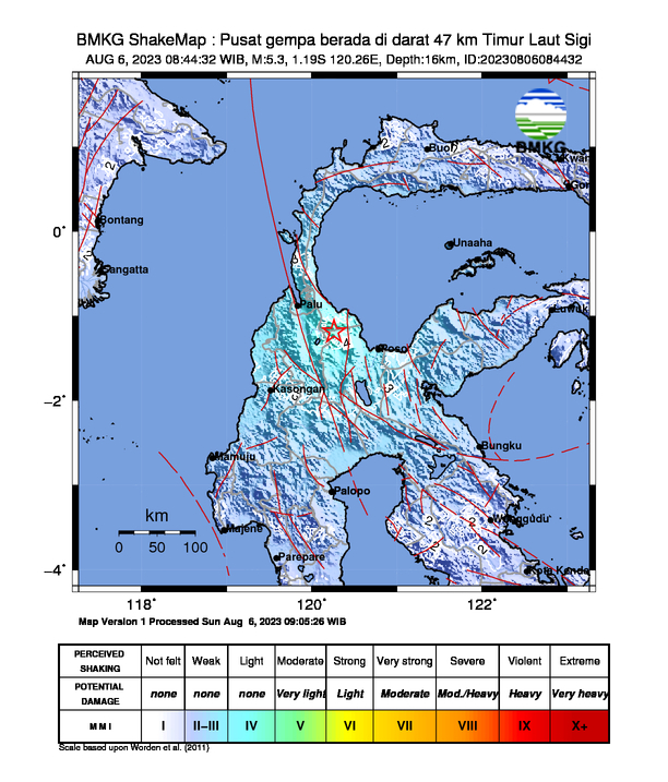Peta Gempa Dirasakan