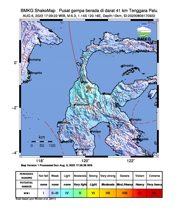 Peta Gempa Dirasakan