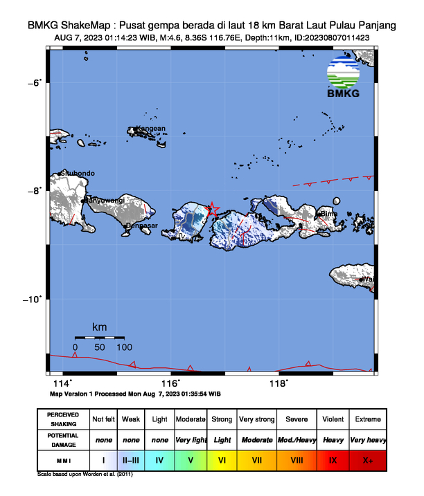Peta Gempa Dirasakan