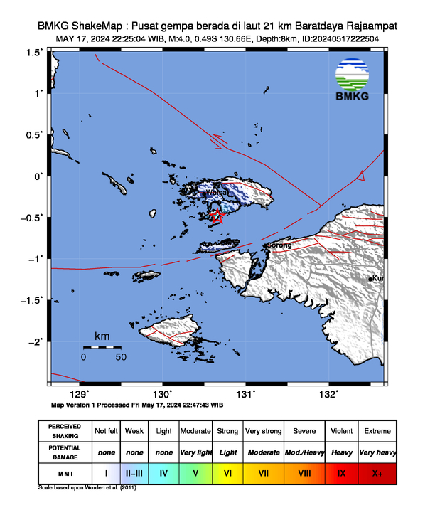 Peta Gempa Dirasakan