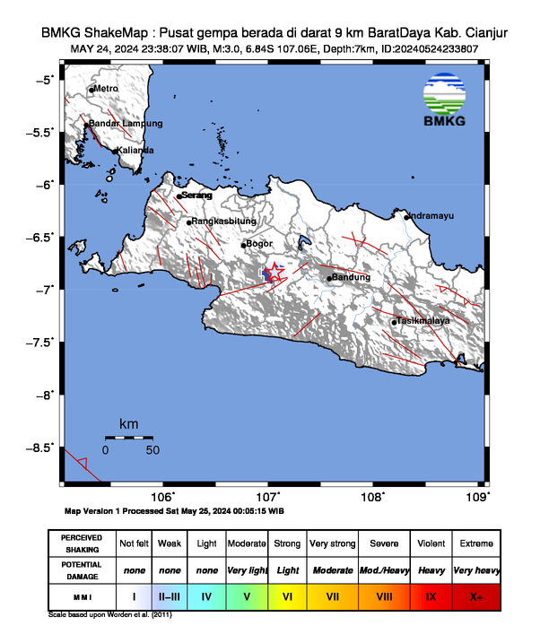 Peta Gempa Dirasakan