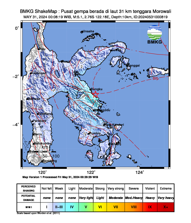 Peta Gempa Dirasakan