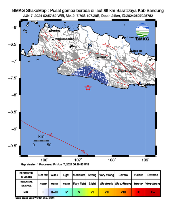 Peta Gempa Dirasakan