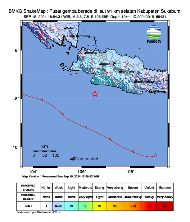 Peta Gempa Dirasakan