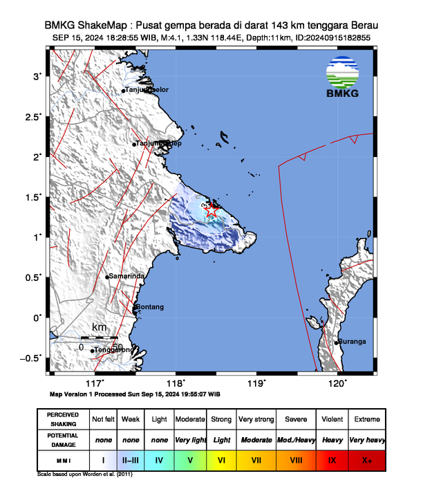 Peta Gempa Dirasakan