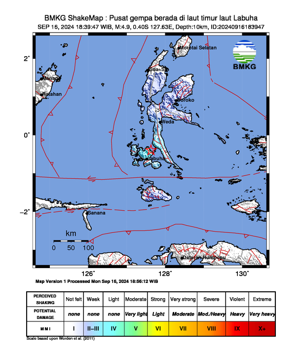 Peta Gempa Dirasakan