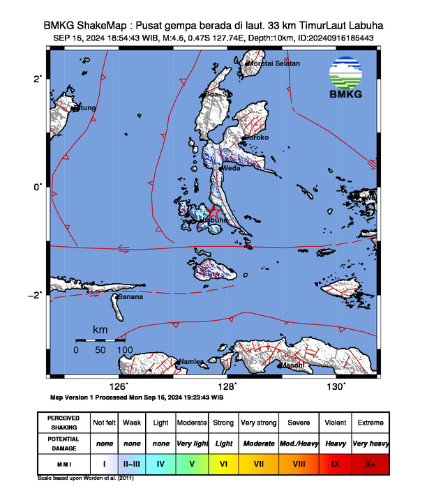 Peta Gempa Dirasakan