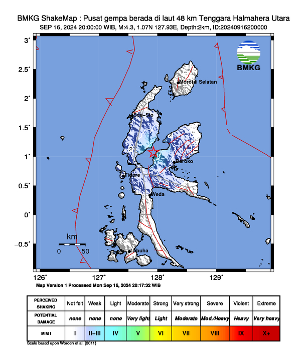 Peta Gempa Dirasakan