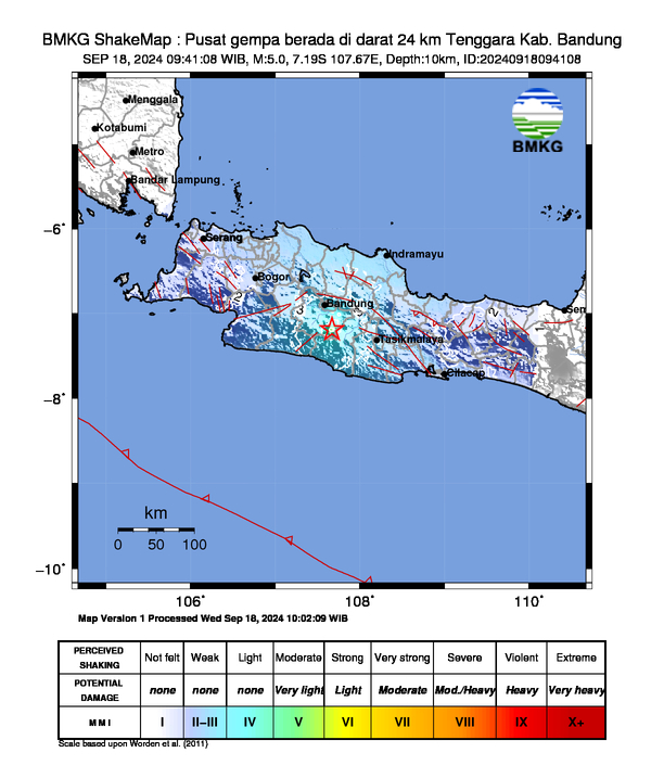 Peta Gempa Dirasakan