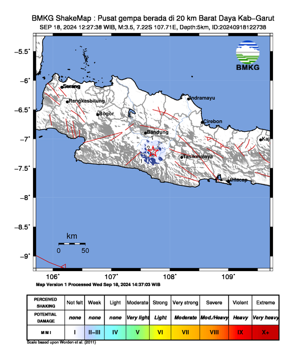 Peta Gempa Dirasakan