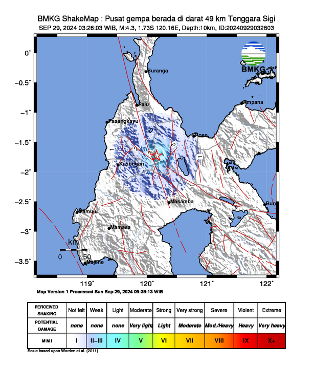 Peta Gempa Dirasakan