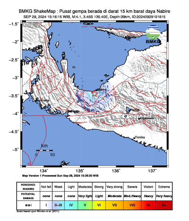 Peta Gempa Dirasakan