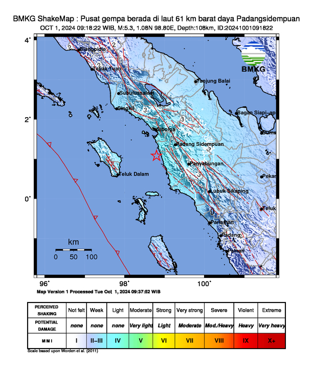 Peta Gempa Dirasakan