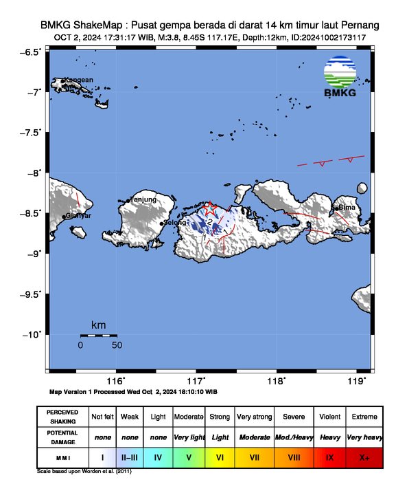 Peta Gempa Dirasakan