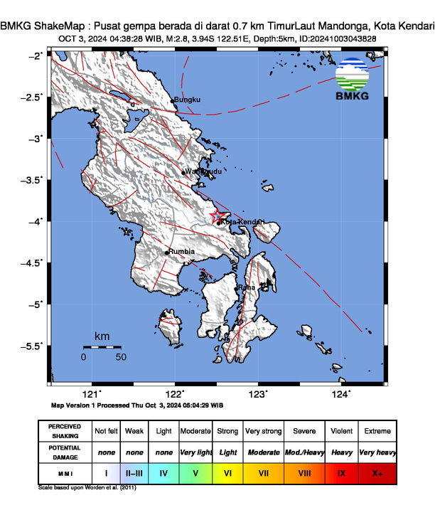 Peta Gempa Dirasakan