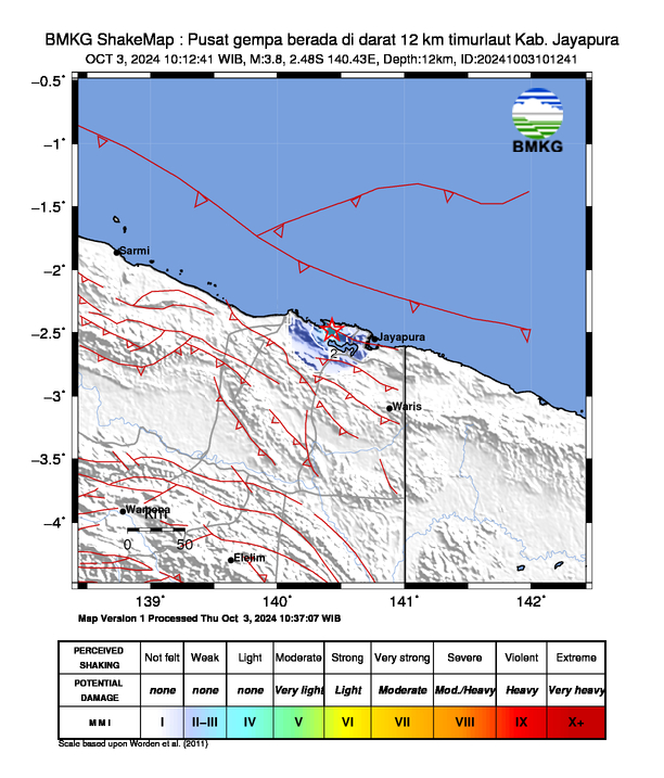 Peta Gempa Dirasakan