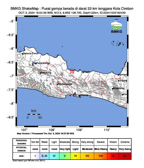 Peta Gempa Dirasakan