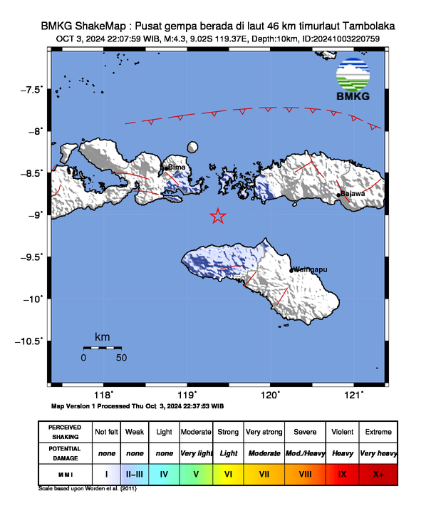 Peta Gempa Dirasakan