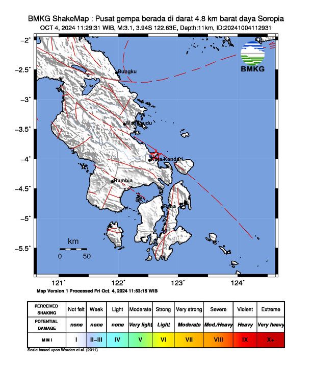 Peta Gempa Dirasakan