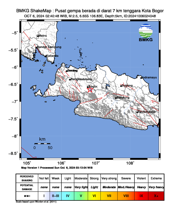 Peta Gempa Dirasakan