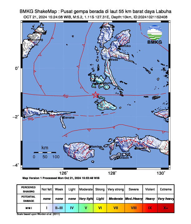 Peta Gempa Dirasakan