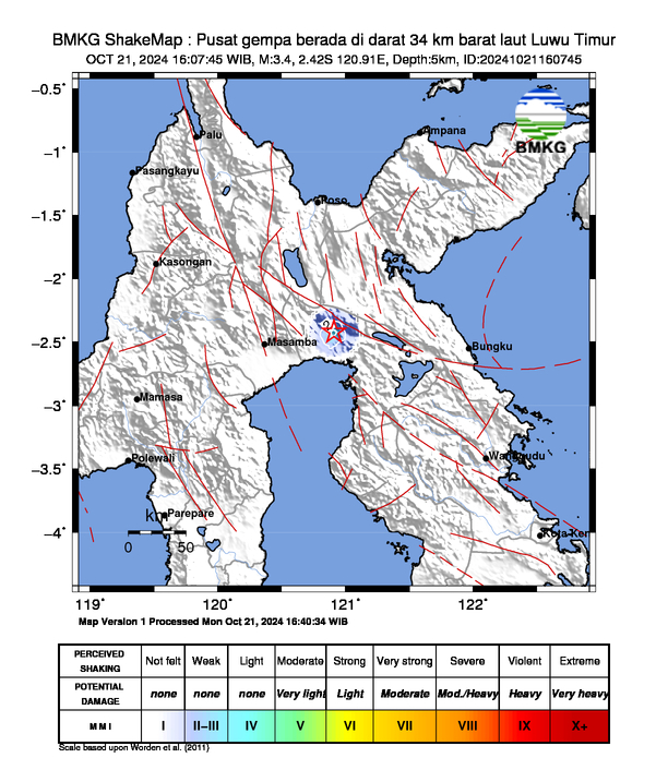 Peta Gempa Dirasakan