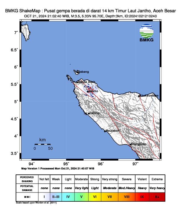 Peta Gempa Dirasakan