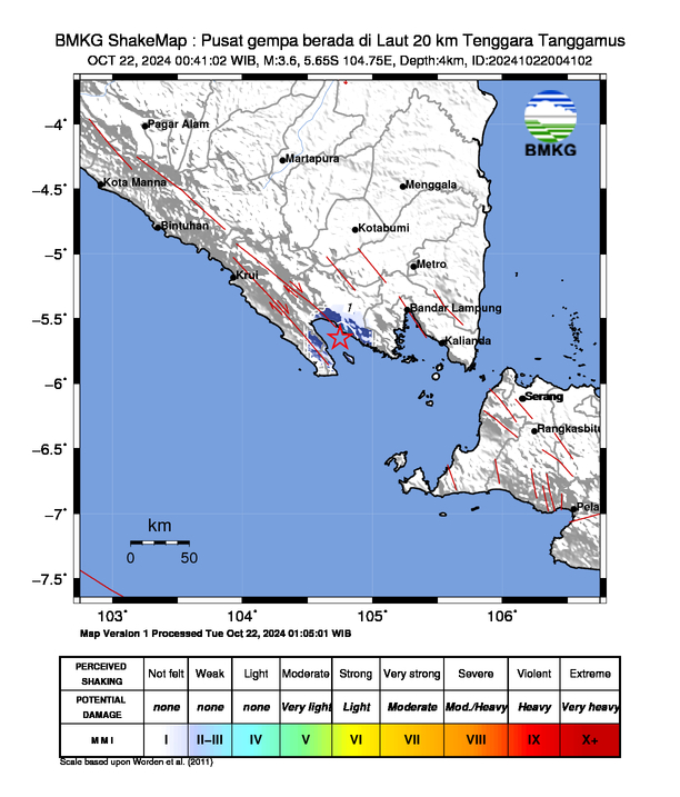 Peta Gempa Dirasakan