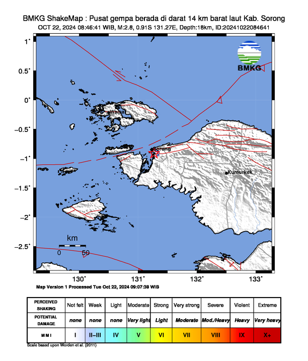 Peta Gempa Dirasakan