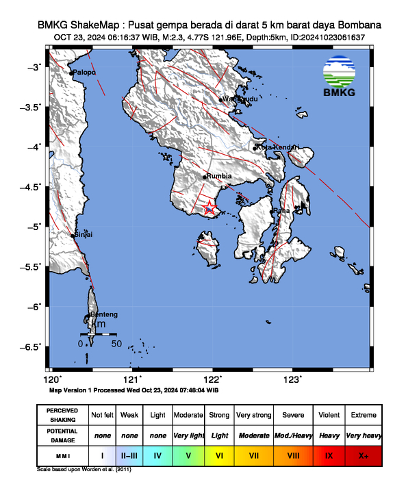 Peta Gempa Dirasakan