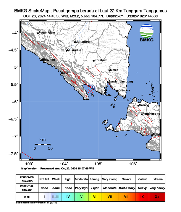 Peta Gempa Dirasakan