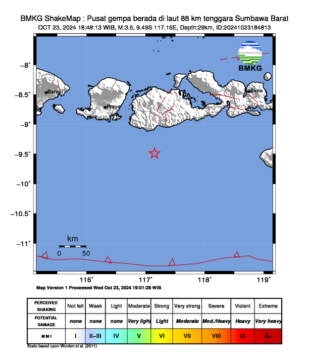 Peta Gempa Dirasakan