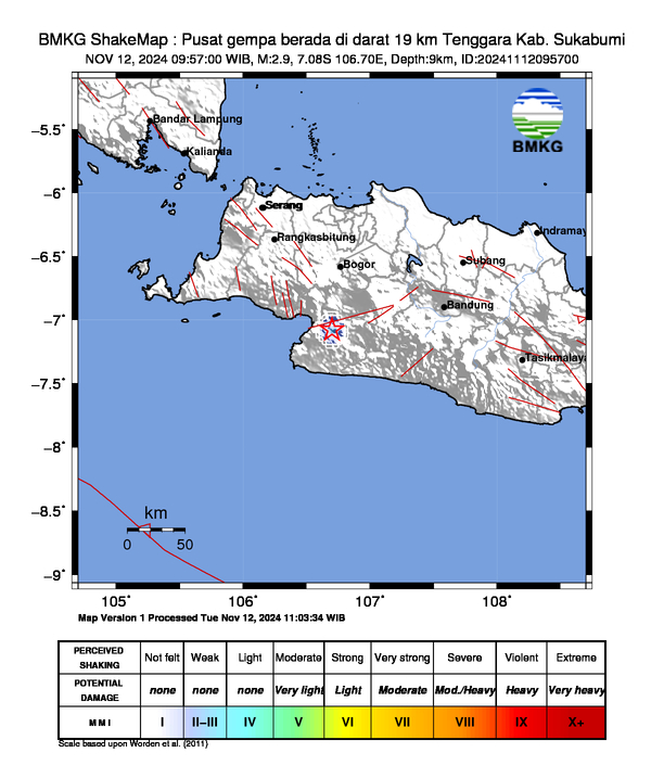 Peta Gempa Dirasakan