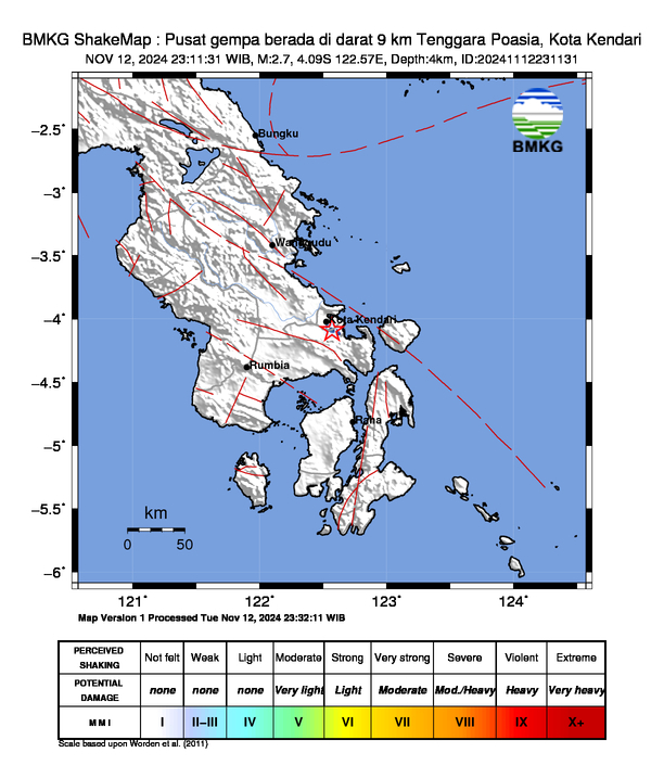 Peta Gempa Dirasakan