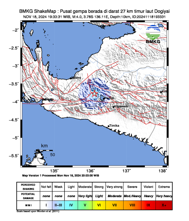 Peta Gempa Dirasakan