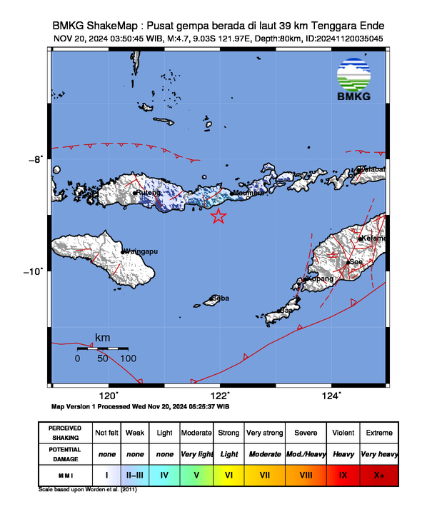 Peta Gempa Dirasakan