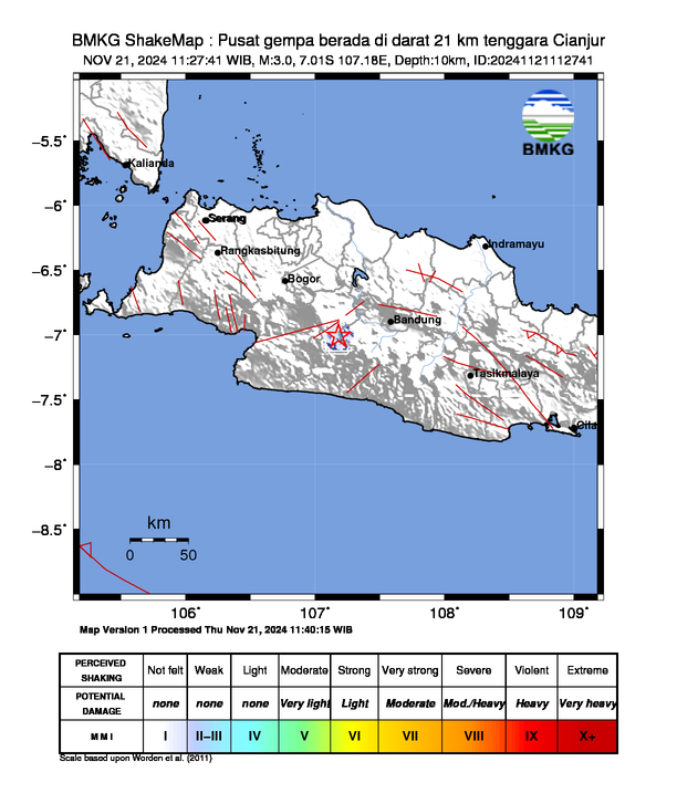 Peta Gempa Dirasakan