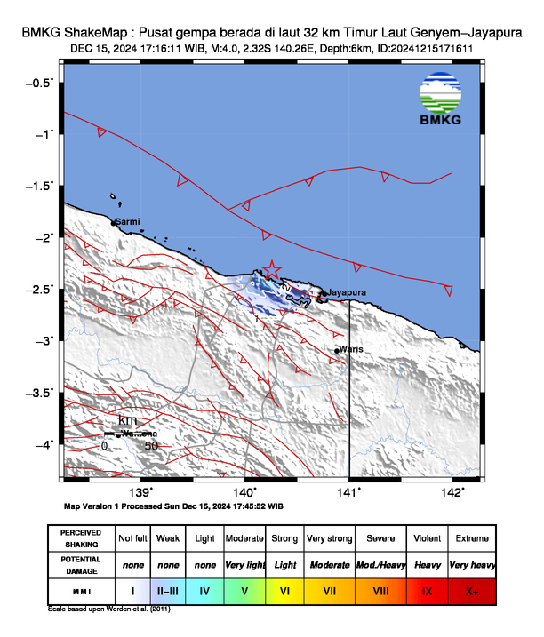 Peta Gempa Dirasakan