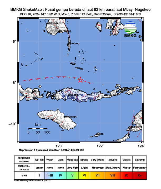 Peta Gempa Dirasakan